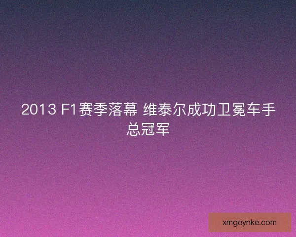 2013 F1赛季落幕 维泰尔成功卫冕车手总冠军