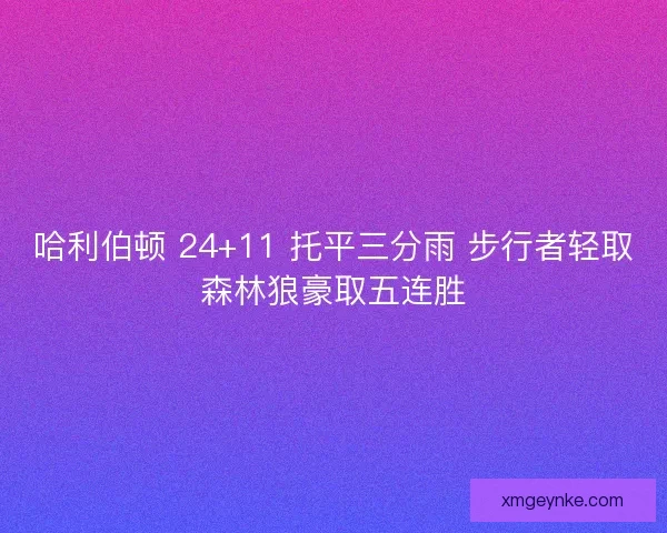 哈利伯顿 24+11 托平三分雨 步行者轻取森林狼豪取五连胜