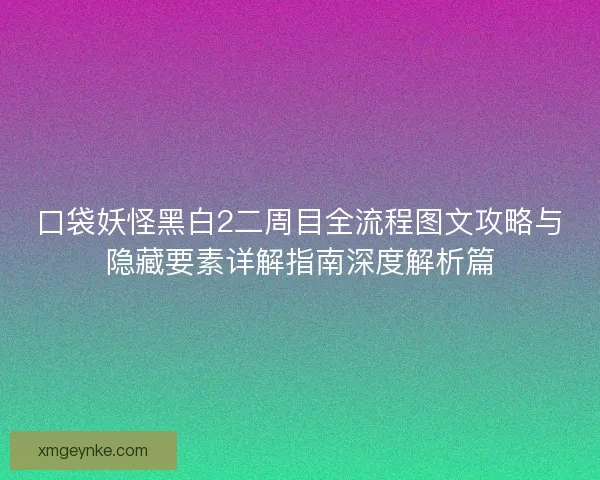口袋妖怪黑白2二周目全流程图文攻略与隐藏要素详解指南深度解析篇