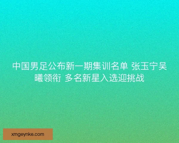 中国男足公布新一期集训名单 张玉宁吴曦领衔 多名新星入选迎挑战 中国男足公布新一期集训名单 张玉宁吴曦领衔 多名新星入选迎挑战