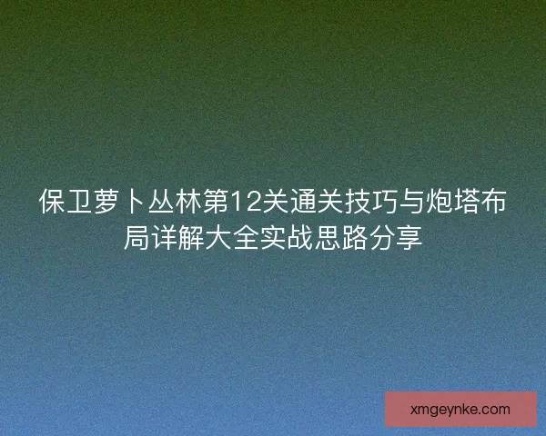 保卫萝卜丛林第12关通关技巧与炮塔布局详解大全实战思路分享 保卫萝卜丛林第12关通关技巧与炮塔布局详解大全实战思路分享